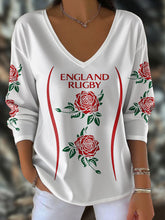 Women's England Rugby Roses Lover Printed Tops