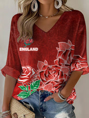 Women's England Rugby Lover Printed Waffle T-shirt