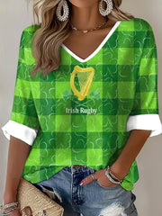 Women's The Green Army Ireland Rugby Lover Printed Waffle Tops