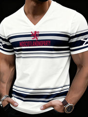 Herren-T-Shirt mit V-Ausschnitt und Tartan-Armee-Print für Schottenfußballfans