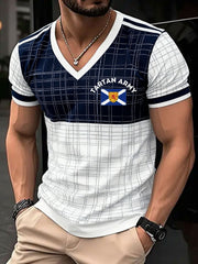 Herren-T-Shirt mit V-Ausschnitt und Tartan-Armee-Print für Schottenfußballfans