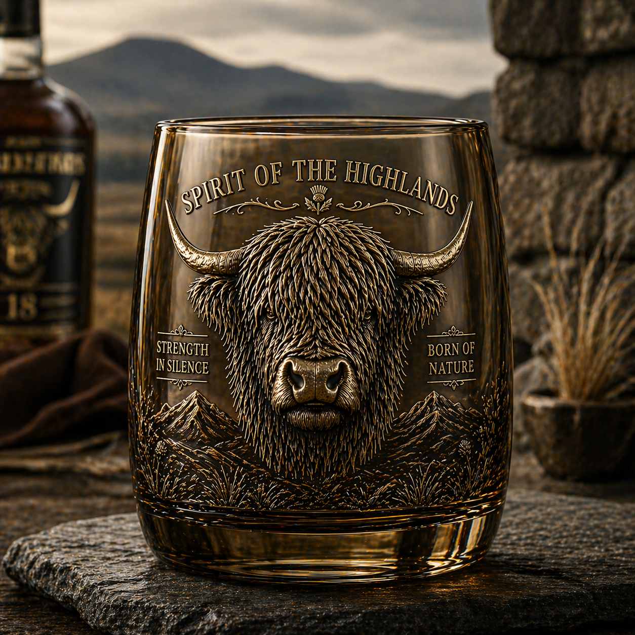 🐂Highland Heritage Whisky Glass