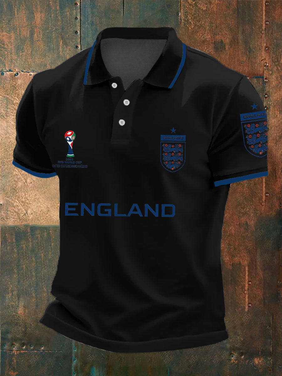 Men's UK Football Lover England 2026 Printed polo shirt-2