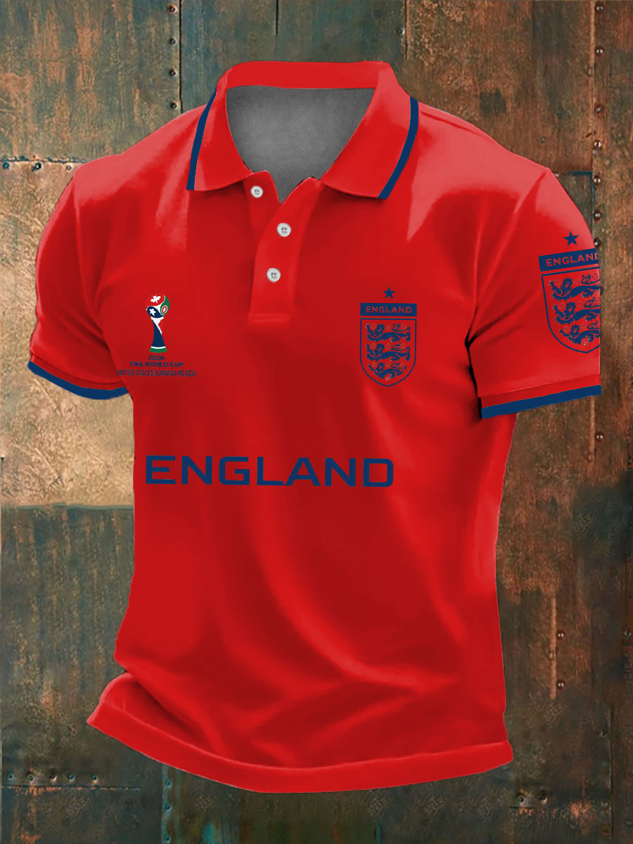 Men's UK Football Lover England 2026 Printed polo shirt-2