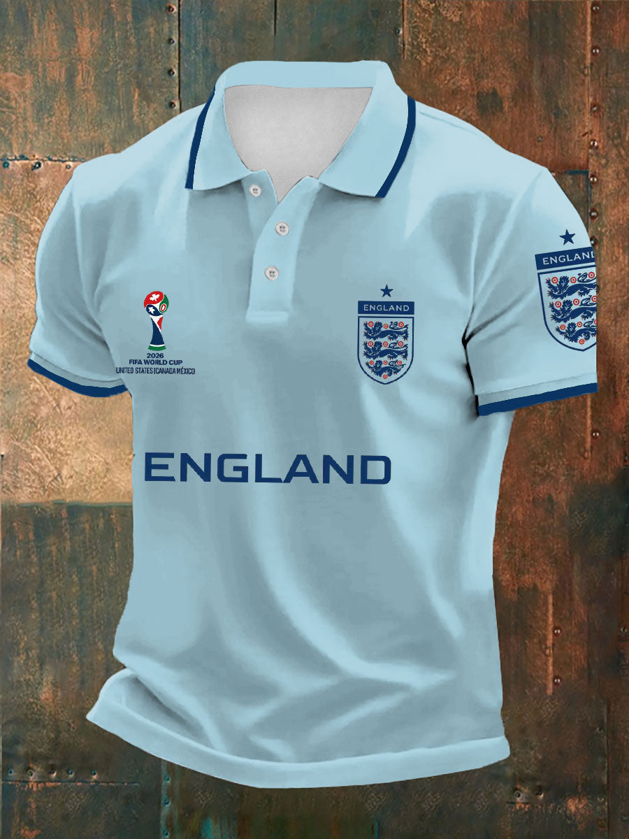 Men's UK Football Lover England 2026 Printed polo shirt-2