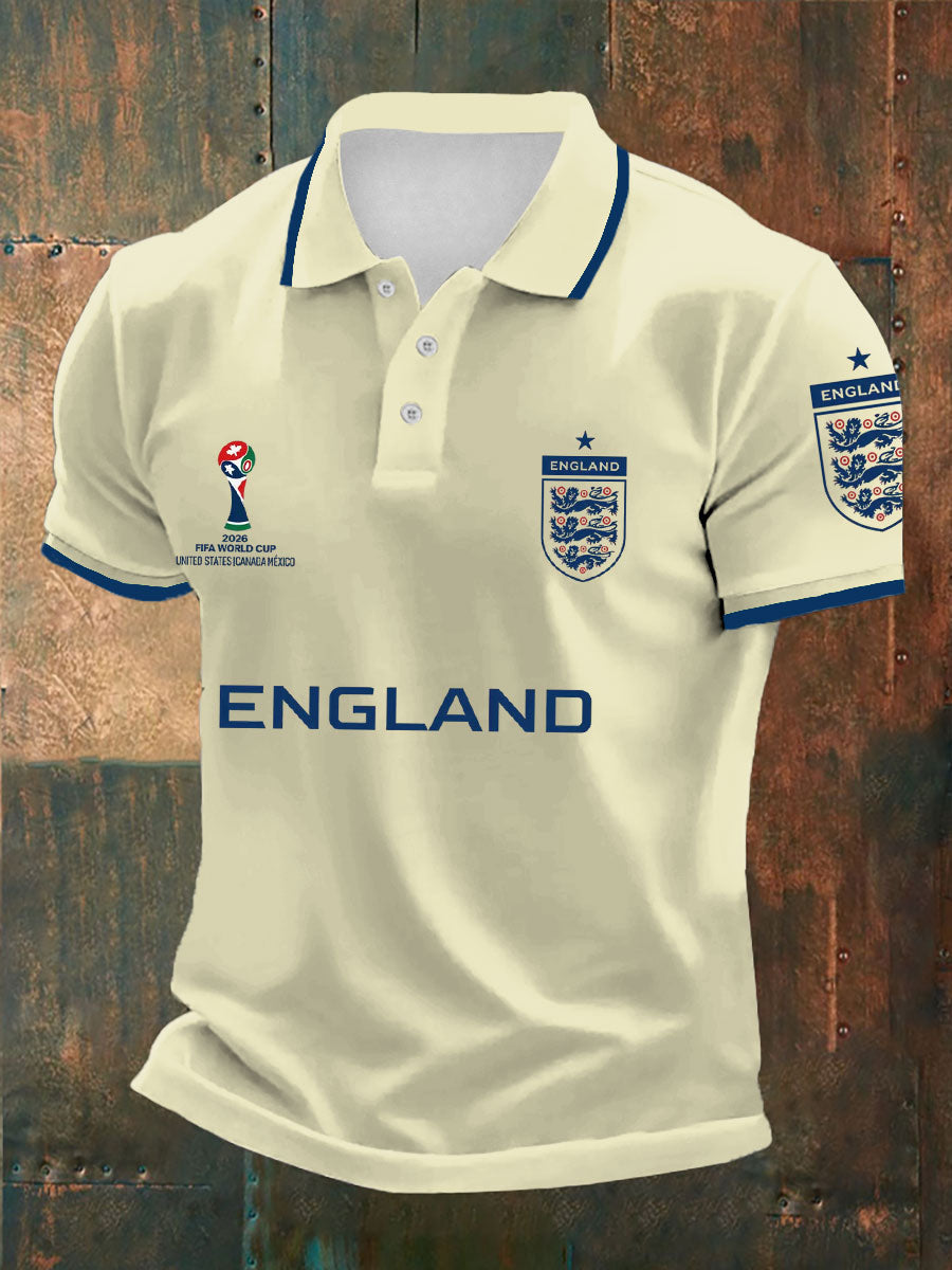 Men's UK Football Lover England 2026 Printed polo shirt-2