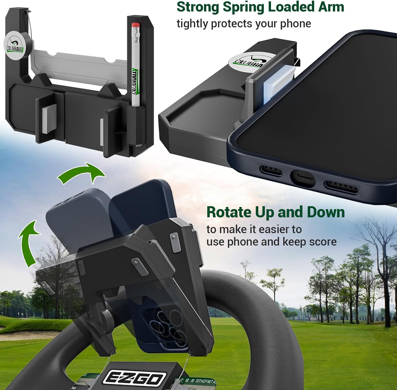 🔥Hot Sale 49% off - 🌟⛳ Clip-On Phone Holder for Golf Cart Steering Wheel – Quick Install & Firm Grip