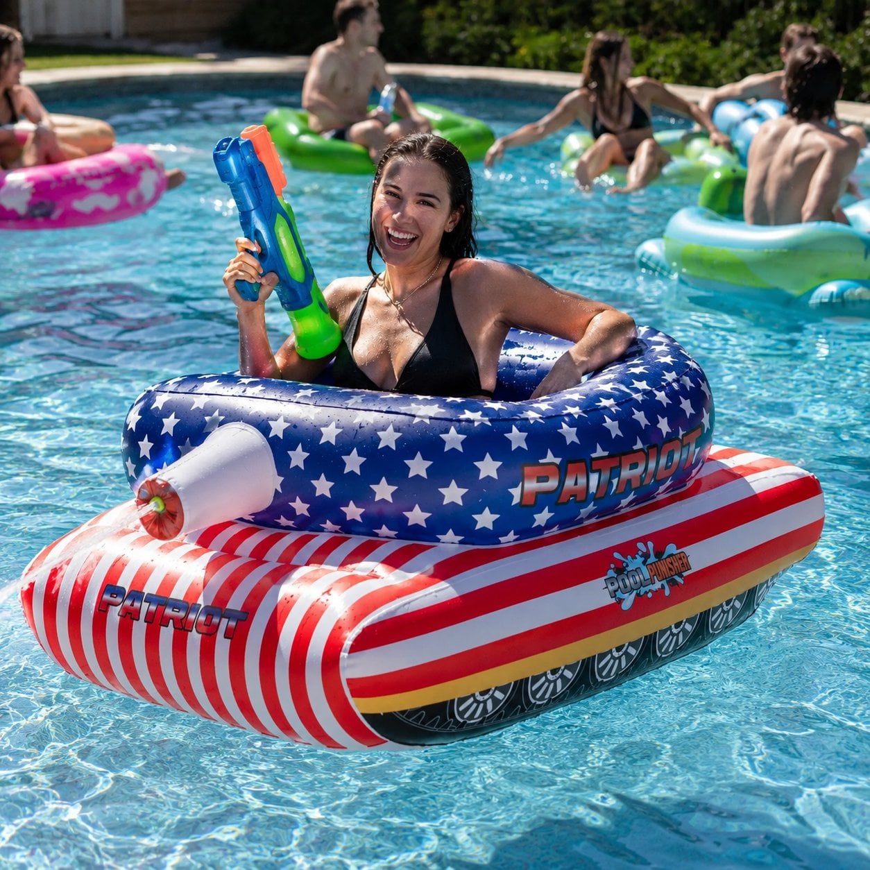 🔥Summer Pool Party Sale 50% OFF – Patriot Pool Float with Water Cannon for Beach, Lake & Pool Fun
