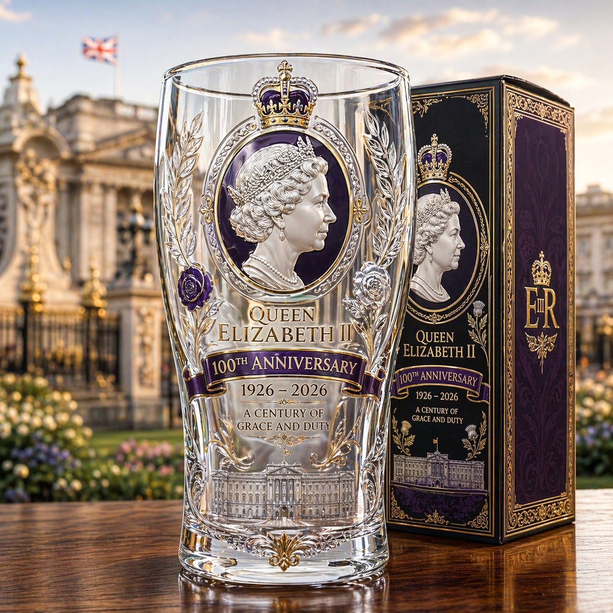 Queen Elizabeth II 100th Anniversary Pint Glass