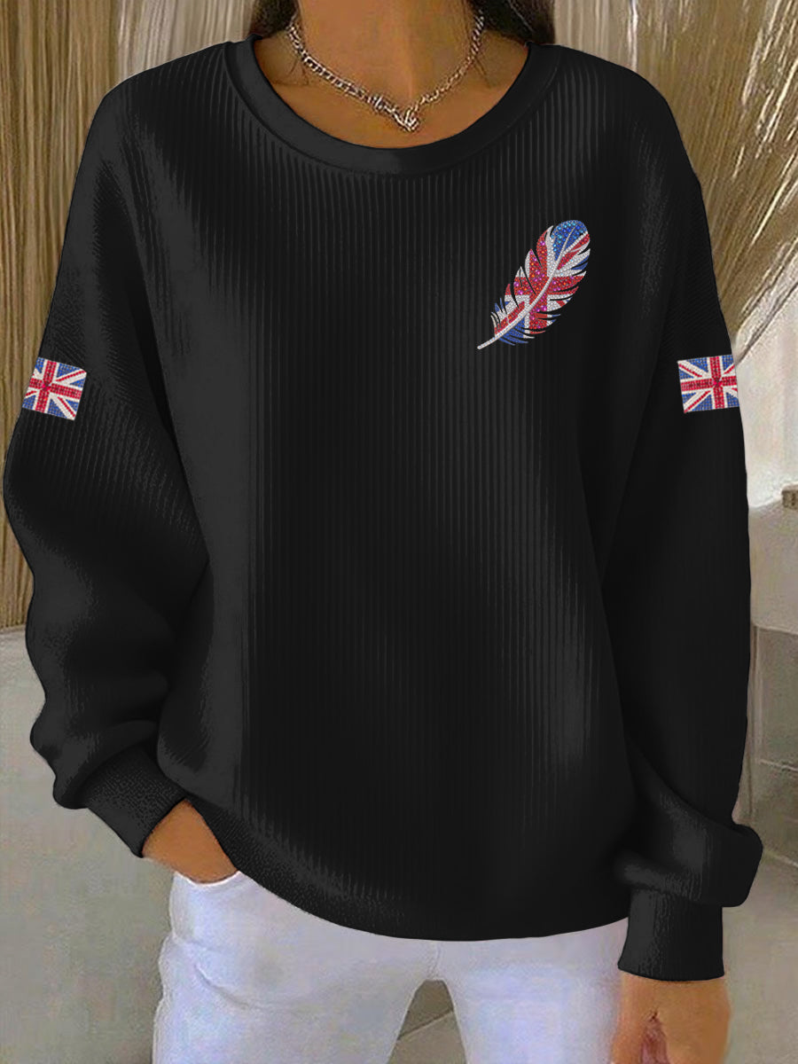 Women's British imitation diamond hot-drilling Printed Casual Sweatshirt