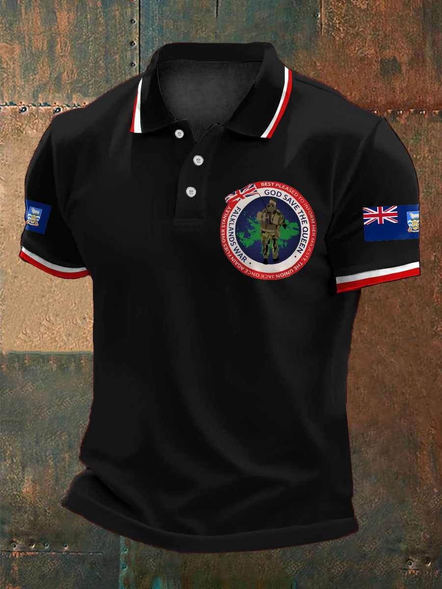 Men's Falklands War UK Flag Printed Casual Tops