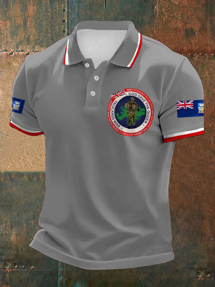 Men's Falklands War UK Flag Printed Casual Tops