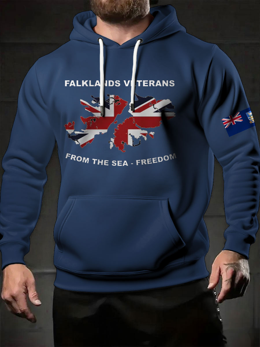 Men's Falklands War UK Flag Printed Hoodie