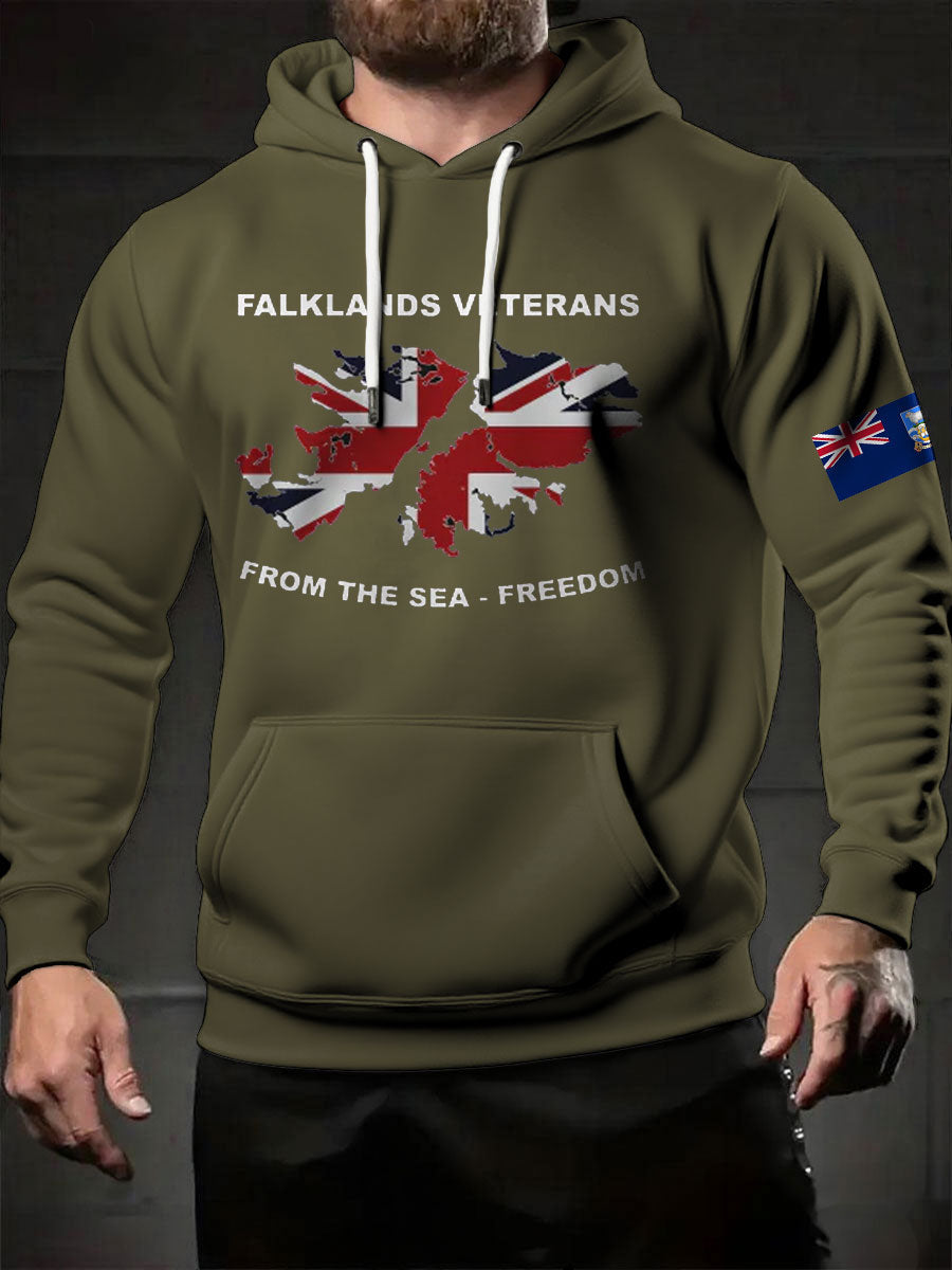 Men's Falklands War UK Flag Printed Hoodie