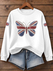 Women's UK Flag Butterfly Print Sweatshirt