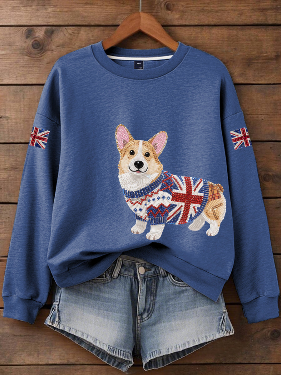 Britisches Damen-T-Shirt mit aufbügelbarem, diamantinimitiertem Aufdruck (heißgebohrt)
