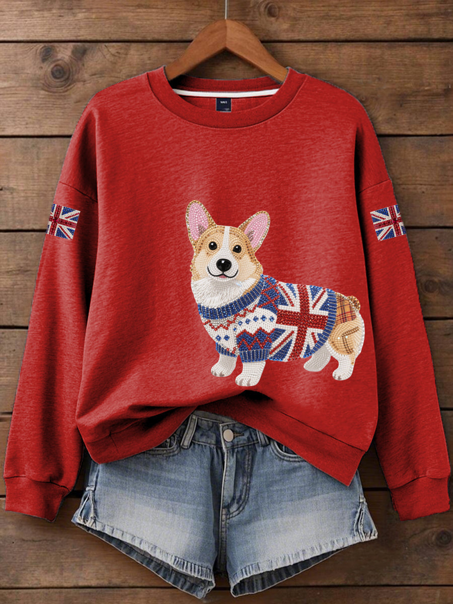 Britisches Damen-T-Shirt mit aufbügelbarem, diamantinimitiertem Aufdruck (heißgebohrt)