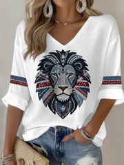 Britisches Damen-T-Shirt im Denim-Stil mit Strass- und Heißklebe-Verzierung