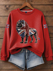 Britisches Damen-T-Shirt mit aufbügelbarem, diamantinimitiertem Aufdruck (heißgebohrt)