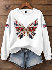 Britisches Damen-T-Shirt mit aufbügelbarem, diamantinimitiertem Aufdruck (heißgebohrt)