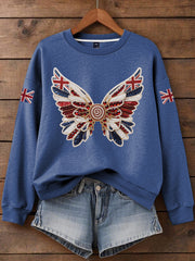 Britisches Damen-T-Shirt mit aufbügelbarem, diamantinimitiertem Aufdruck (heißgebohrt)