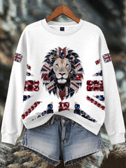 Damen-Sweatshirt mit britischem Imitationsdiamant-Print (heißgebohrt)