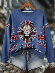 Damen-Sweatshirt mit britischem Imitationsdiamant-Print (heißgebohrt)