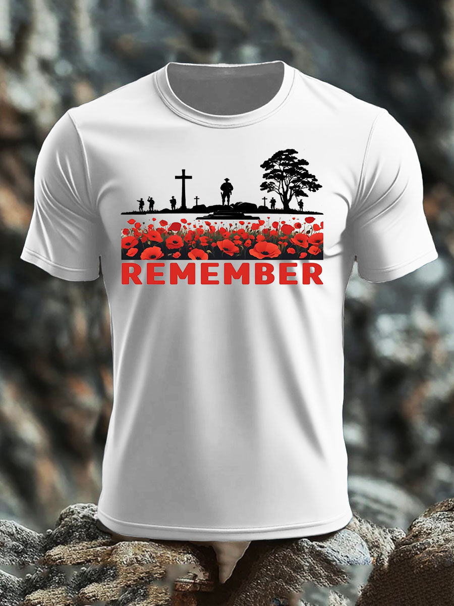 Kurzarm-T-Shirt aus Baumwollimitat für Herren zum Gedenktag