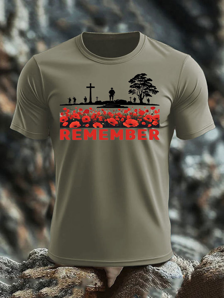 Kurzarm-T-Shirt aus Baumwollimitat für Herren zum Gedenktag
