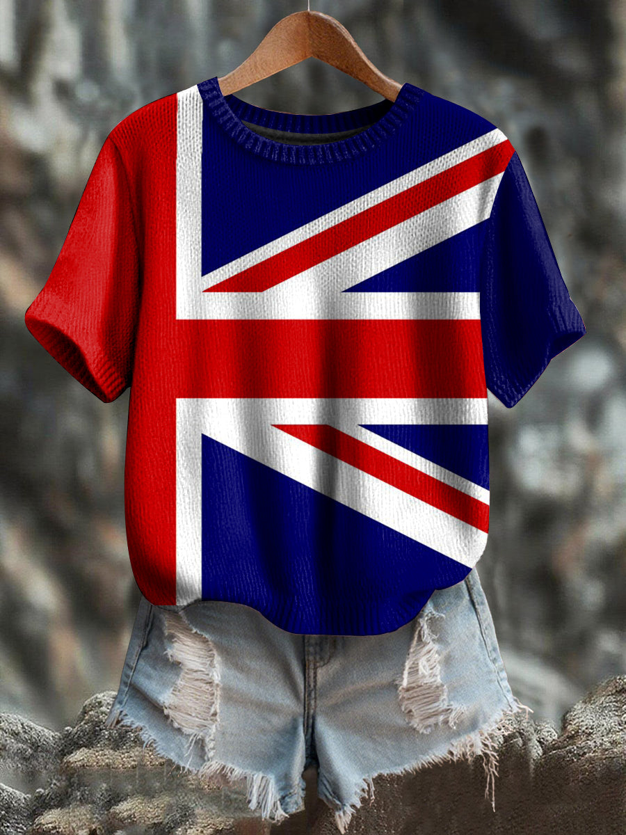 Kurzarm-T-Shirt mit britischer Flagge für Damen