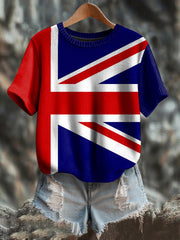 Kurzarm-T-Shirt mit britischer Flagge für Damen