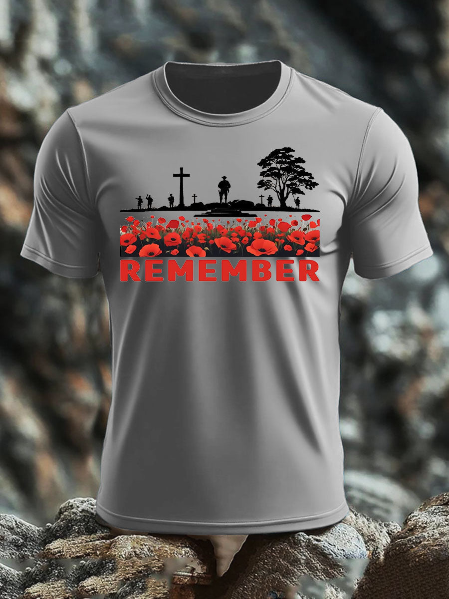 Kurzarm-T-Shirt aus Baumwollimitat für Herren zum Gedenktag