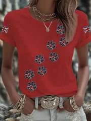 Britisches Damen-T-Shirt mit aufbügelbarem, diamantinähnlichem Aufdruck (heißgebohrt)