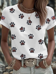 Britisches Damen-T-Shirt mit aufbügelbarem, diamantinimitiertem Aufdruck (heißgebohrt)