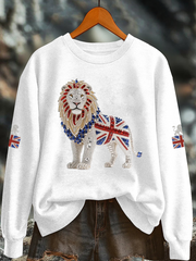 Britisches Damen-Sweatshirt mit Imitationsdiamantenmuster und Print (Regular-Passform)