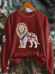 Britisches Damen-Sweatshirt mit Imitationsdiamantenmuster und Print (Regular-Passform)