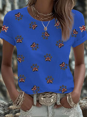 Britisches Damen-T-Shirt mit aufbügelbarem, diamantinimitiertem Aufdruck (heißgebohrt)