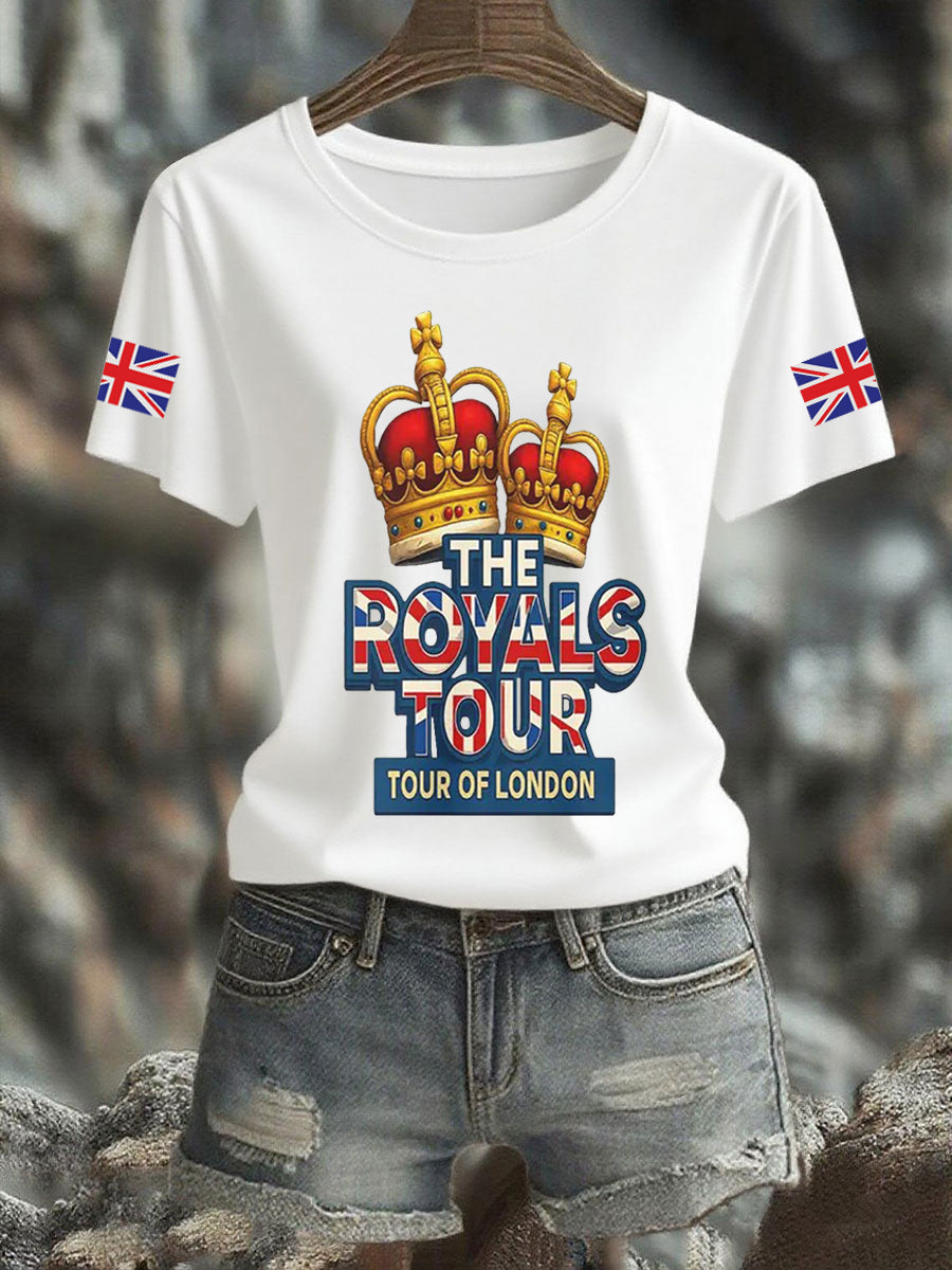 Vintage-T-Shirt mit England-Flagge und Aufdruck zur Royals-Tour