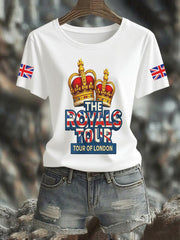 Vintage-T-Shirt mit England-Flagge und Aufdruck zur Royals-Tour