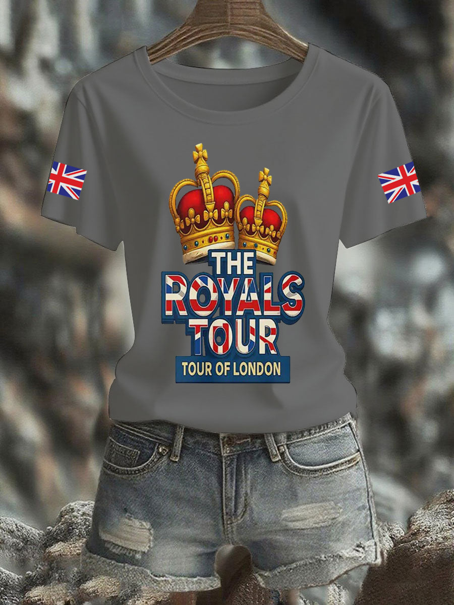 Vintage-T-Shirt mit England-Flagge und Aufdruck zur Royals-Tour