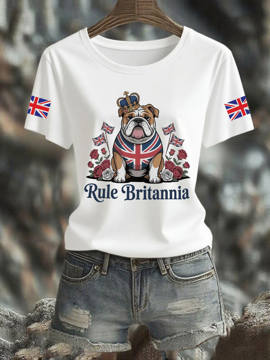 Women's Vintage England Flag Rule Britannia Printed T-shirt