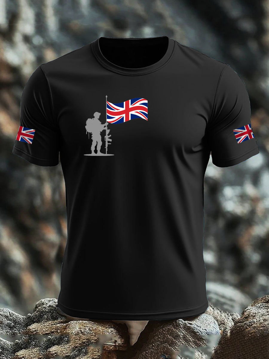 Men's British Veteran imitation cotton short-sleeved T-shirt