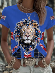Britisches Damen-T-Shirt mit aufbügelbarem, diamantinimitiertem Aufdruck (heißgebohrt)