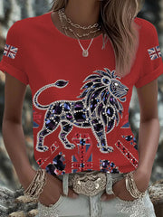 Britisches Damen-T-Shirt mit aufbügelbarem, diamantinimitiertem Aufdruck (heißgebohrt)