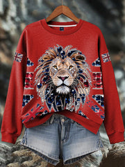 Damen-Sweatshirt mit britischem Imitationsdiamant-Print (heißgebohrt)