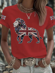 Britisches Damen-T-Shirt mit aufbügelbarem, diamantinimitiertem Aufdruck (heißgebohrt)
