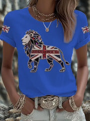Britisches Damen-T-Shirt mit aufbügelbarem, diamantinimitiertem Aufdruck (heißgebohrt)