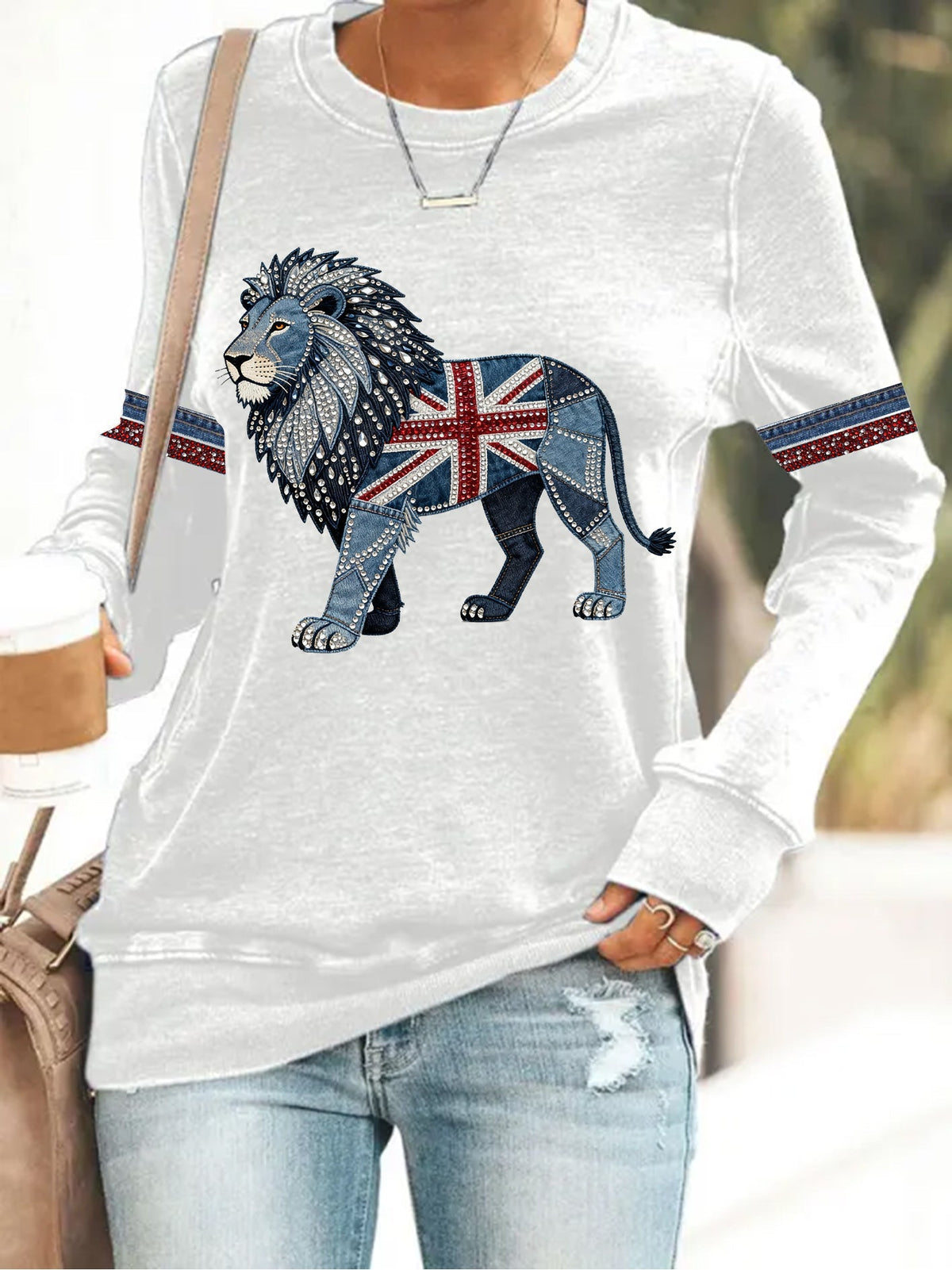 Britisches Damen-Langarmshirt aus Denim-Imitat