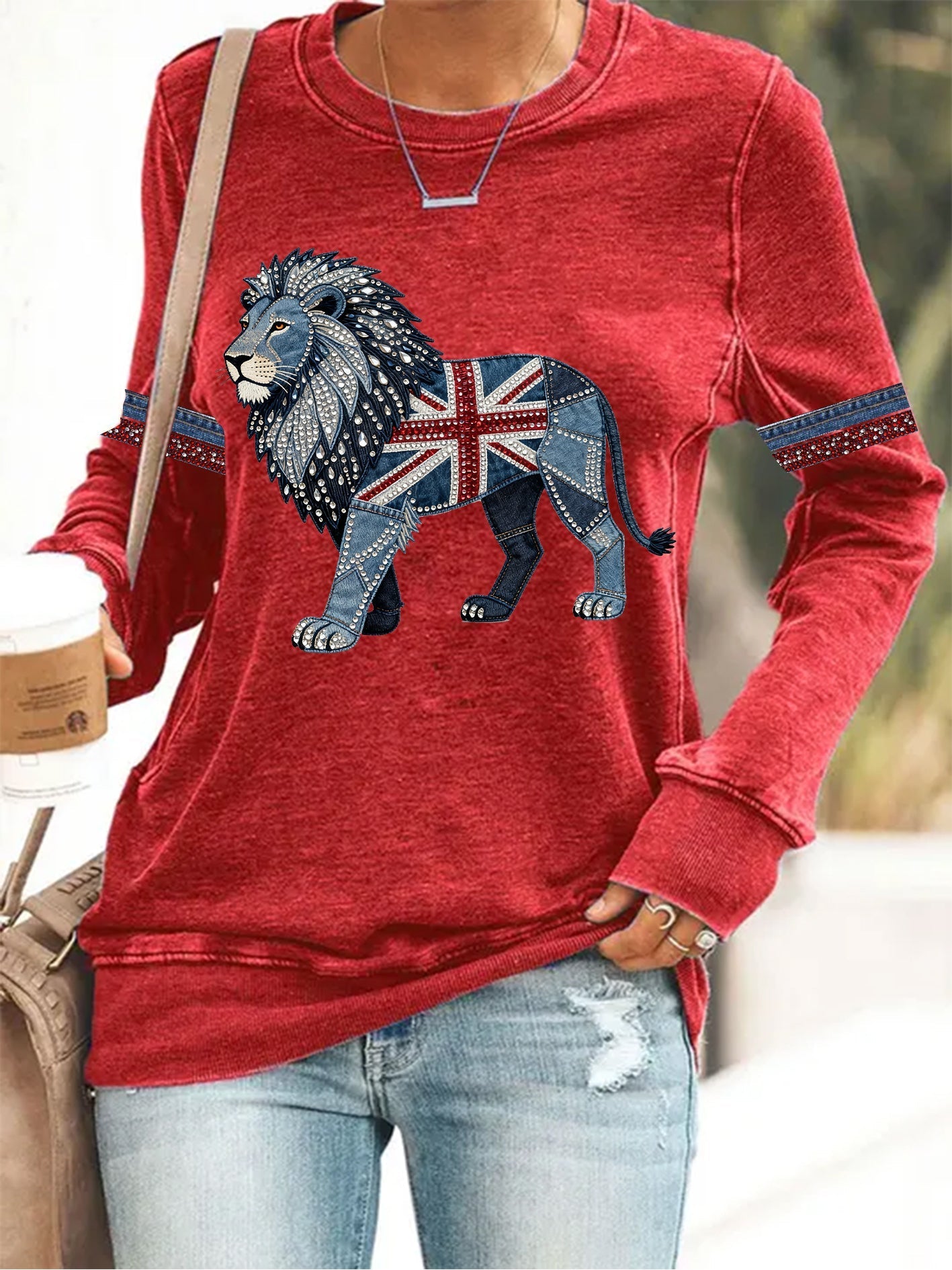 Britisches Damen-Langarmshirt aus Denim-Imitat