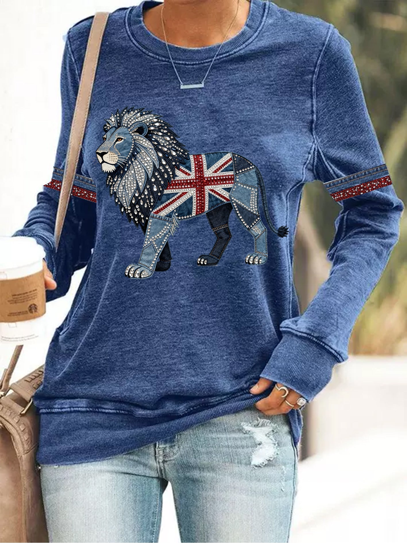 Britisches Damen-Langarmshirt aus Denim-Imitat